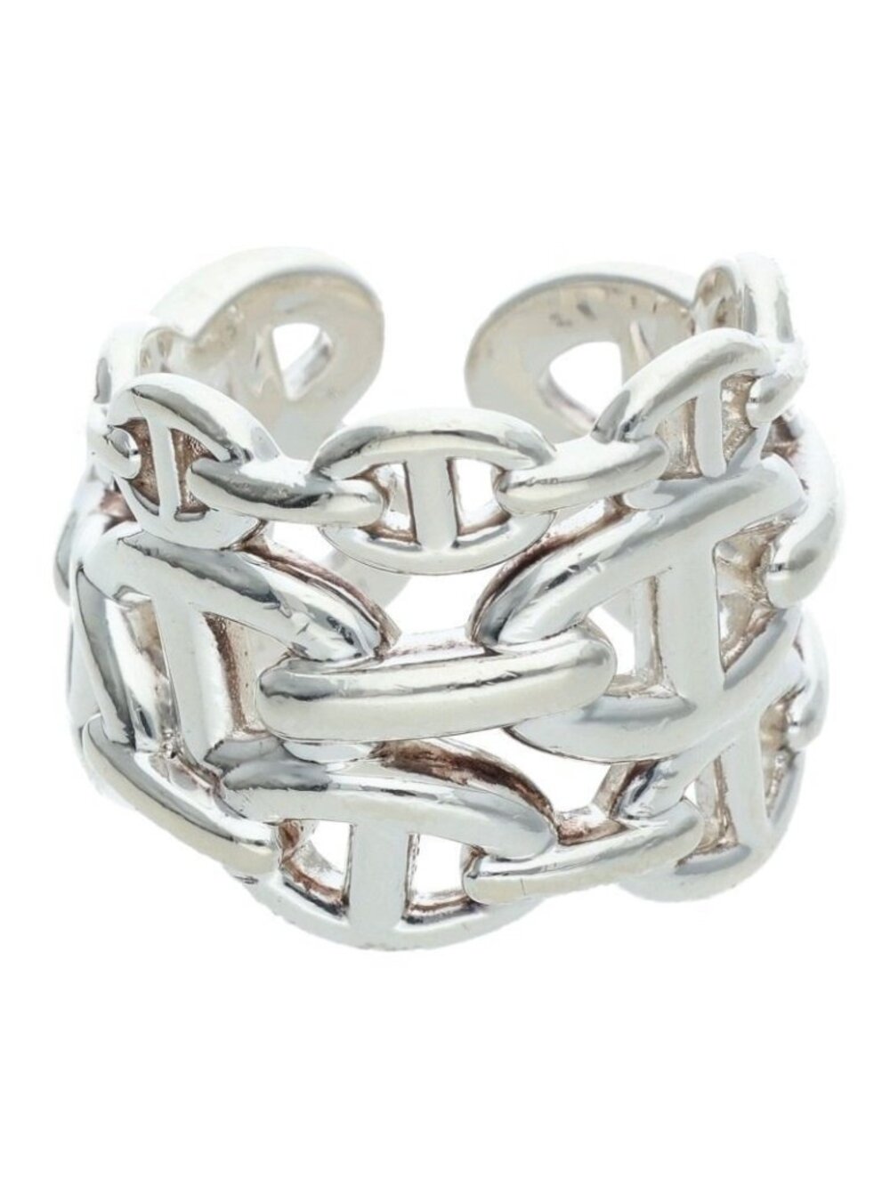 Hermes Chaine D'ancre Enchainee GM Silver Ring